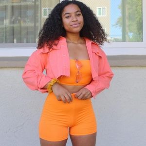 Peach colored jean jacket